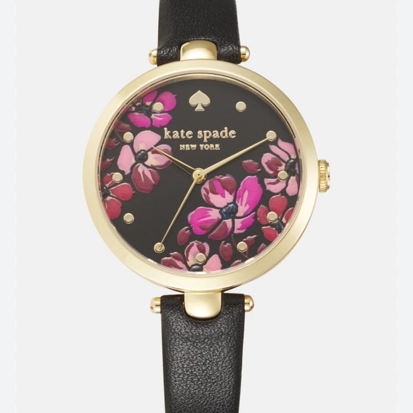 kate spade Accessories - Kate Spade Black and Gold Floral Watch